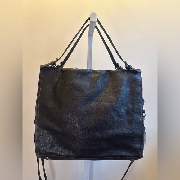 NWT Free People Atlas Leather Tote Black Oversized Slouchy Shoulder Bag - Picture 3 of 15